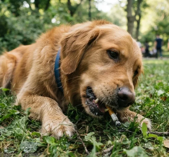 chien mange megot