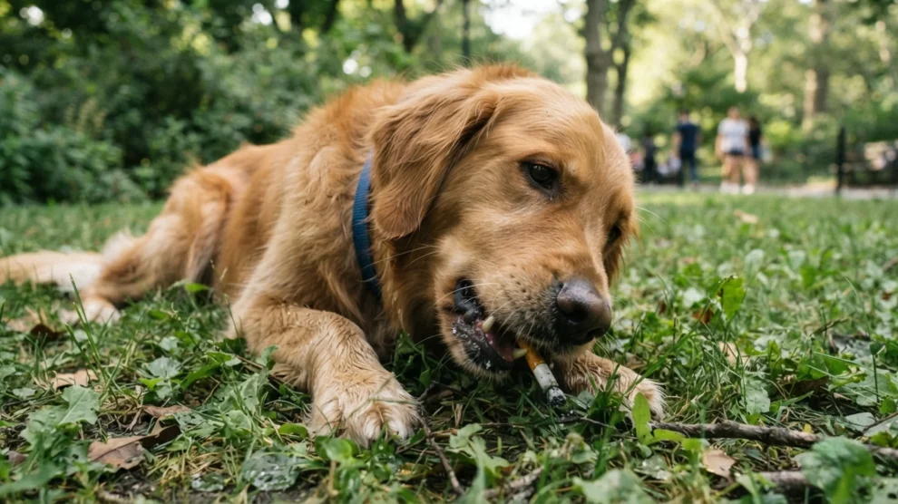 chien mange megot